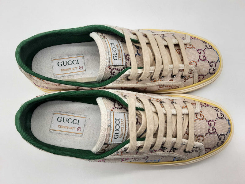 Gucci Tennis 1977 Crystal Gg Monogram Canvas Sneakers Size 41 Fw1024wxzde