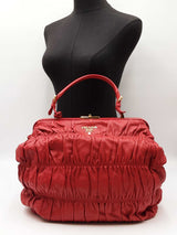 Prada Gaufre Frame Top Handle Bag In Red Nappa Leather Fw0126wrzdu