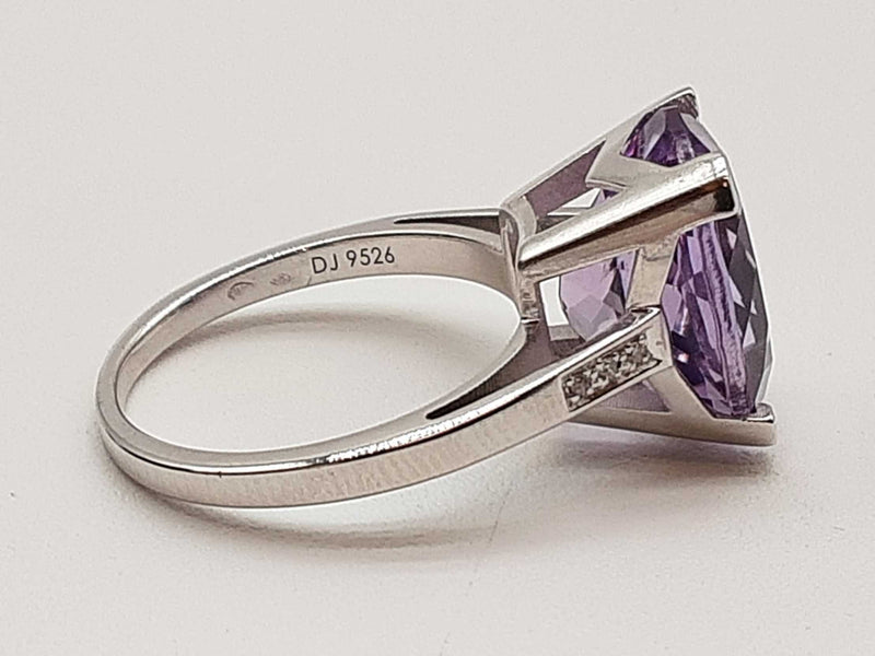 Synthentic Amethyst 18k White Gold 6.1g Ring Size 7.5 Do0725wxzde