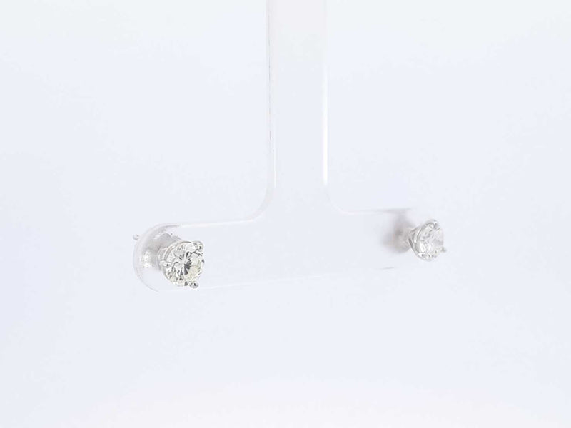 1.0 Ctw Diamond & 14k White Gold Solitaire Stud Earrings 0.7 Grams Fw0225crzdu