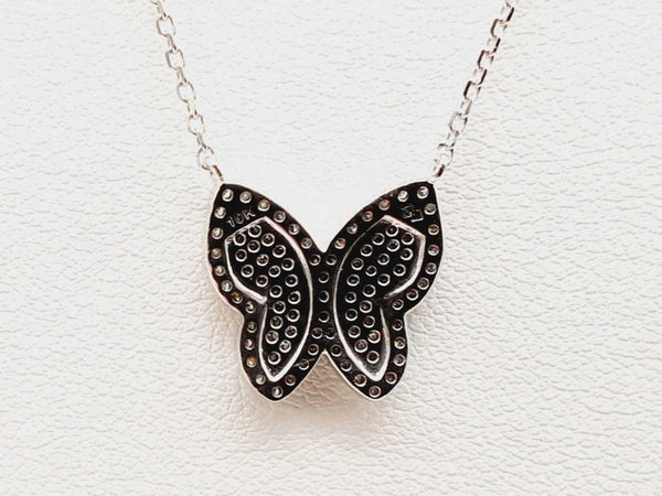 10k White Gold Diamond Butterfly Pendant Chain 18 In Dolisde 144020000304