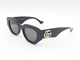 Gucci Logo Sunglasses In Black Acetate With Solid Grey Lenses Fw0926lzxdu