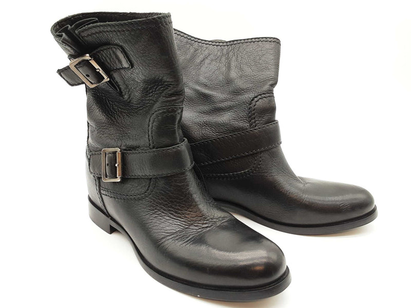 Prada Black Leather Boots Size Eu 38 Do0925oxzde