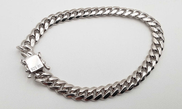 0.925 Sterling Silver Cuban Link Chain Bracelet 7.75 In Dorpsa 144010035836