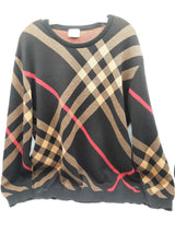 Burberry Check Black Tan Red Plaid Cotton Sweater Do0126lorde