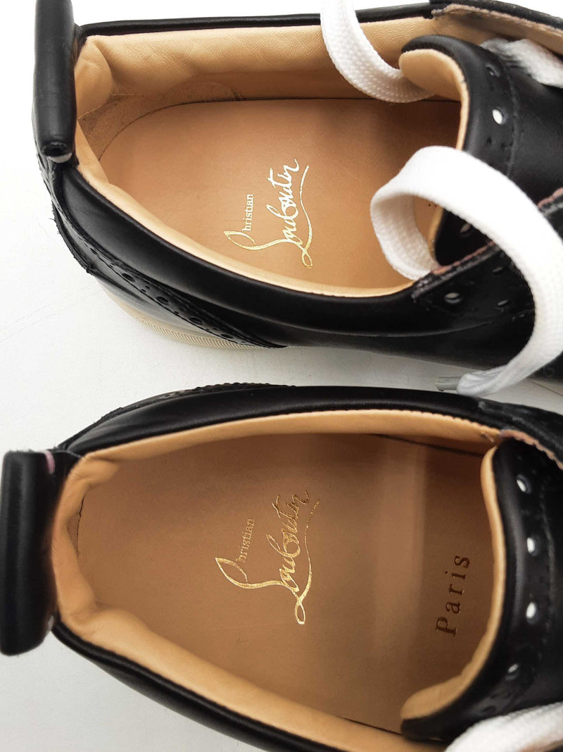 Christian Louboutin Junior Louis Black Leather Sneakers Size 41 Eb0925lorsa