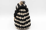 Salvatore Ferragamo Gancini Black & White Crochet Cord Top Handle Bag Eb626wxzsa