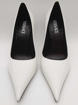 Versace Decollete T.110 Vitello Blanco White Leather Heels Size Eu 40 Do0825cxde