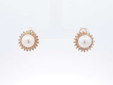 0.40 Cttw Diamond, Pearl, & 14k Yellow Gold Halo Earrings 5.7 Grams Fw0925owzdu