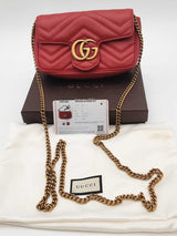 Gucci Gg Marmont Mini Matelasse Quilted Red Leather Crossbody Eb1025wxzde