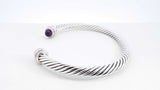David Yurman Cable Classics 925 & Amethyst Bangle 29.6 Grams 7 Inch Fw0426olxdu