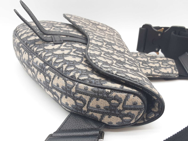 Christian Dior Saddle Tan Navy Oblique Logo Canvas Crossbody Bag Do0425loxzde