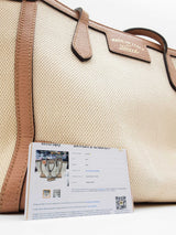 Gucci Swing Tote Bag Beige Canvas Brown Leather Sd0526rirde