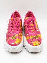 Versace Jeans Couture Fondo Ravewing Sneakers In Fuchsia Barocco Canvas Size 7 Fw0726crdu