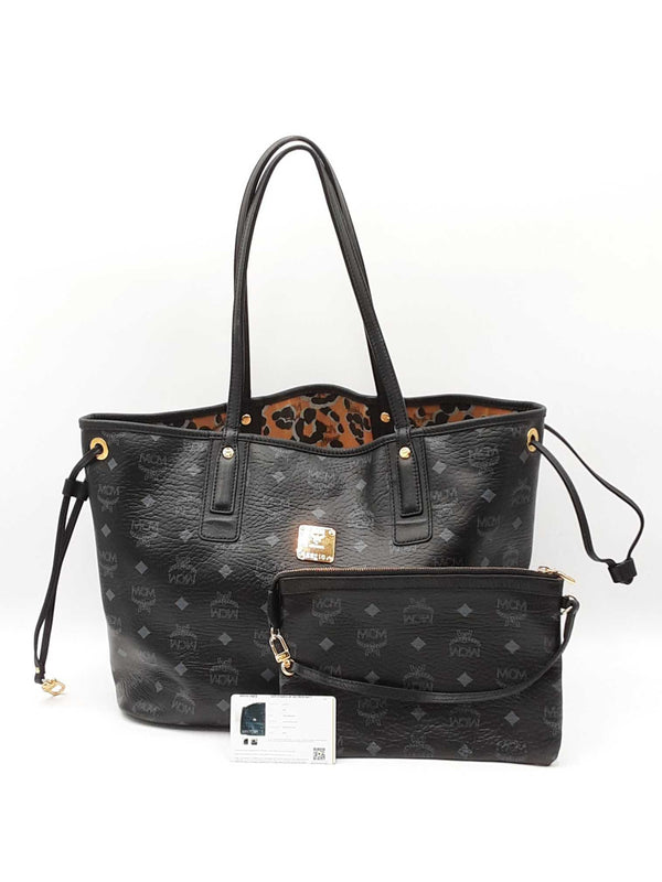 Mcm Shopper Tote In Black Visetos Coated Canvas Fw0925ozxdu