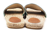 Gucci Green & Red Web Striped Espadrille Slides Size 8 Eb0825rxdu