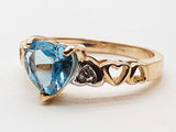Heart Cut Blue Topaz 10k Two Tone Gold 2.5g Ring Size 7.75 Do0626lixde