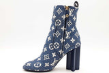 Louis Vuitton Monogram Denim Silhouette Ankle Boots Size 36.5 Eb0826orxsa