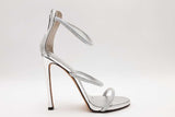 Giuseppe Zanotti Silver Metallic Heels With Crystal Embellished Straps Eb526crsa