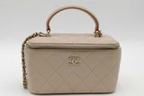 Chanel Quilted Leather Top Handle Vanity Case Eb1026wxxzsa