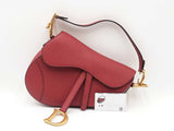 Christian Dior Medium Saddle Bag In Red Grained Leather Fw0126lzxzdu