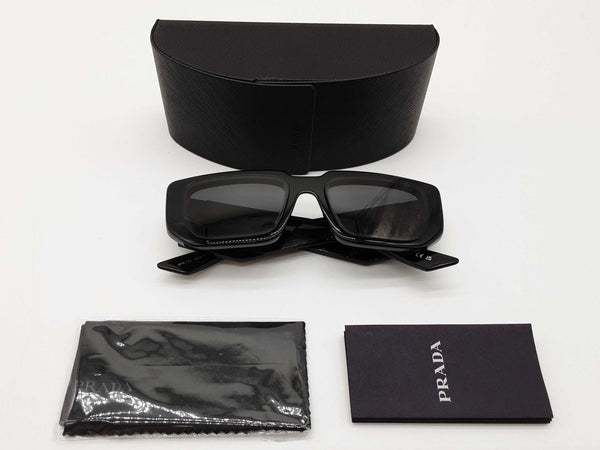 Prada Spr11z Rectanglular Black Frames Dark Gray Lens Sunglasses Do0825lcrde