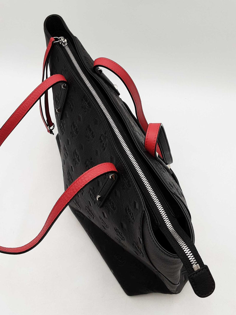 Mcm Klara Shopper Tote In Logo-embossed Black Leather Fw0925wwxdu