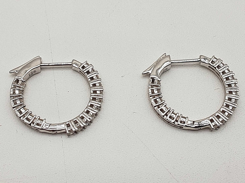 1.00 Cttw Lab Grown Diamonds 0.925 Silver 3.0g Hoop Clasp Earrings Do0525llrde
