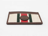Gucci Web Card Holder Wallet In Beige Linen Fwlordu