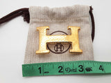 Hermes 32mm H Hammered Goldtone Belt Buckle Do0126pxzde