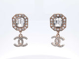 Chanel Octagon Crystal & Faux Pearl Cc Drop Stud Earrings Fw1225wrxdu
