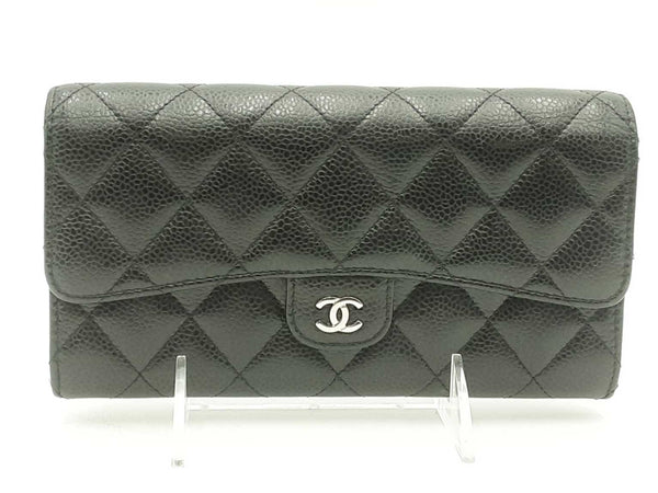 Chanel Caviar Quilted Large Gusset Flap Wallet Black Aa0825ozxsa