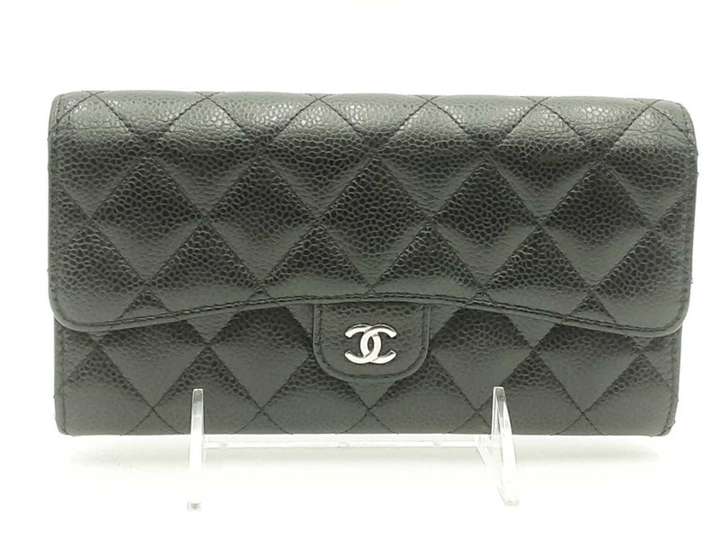 Chanel Caviar Quilted Large Gusset Flap Wallet Black Aa0825ozxsa