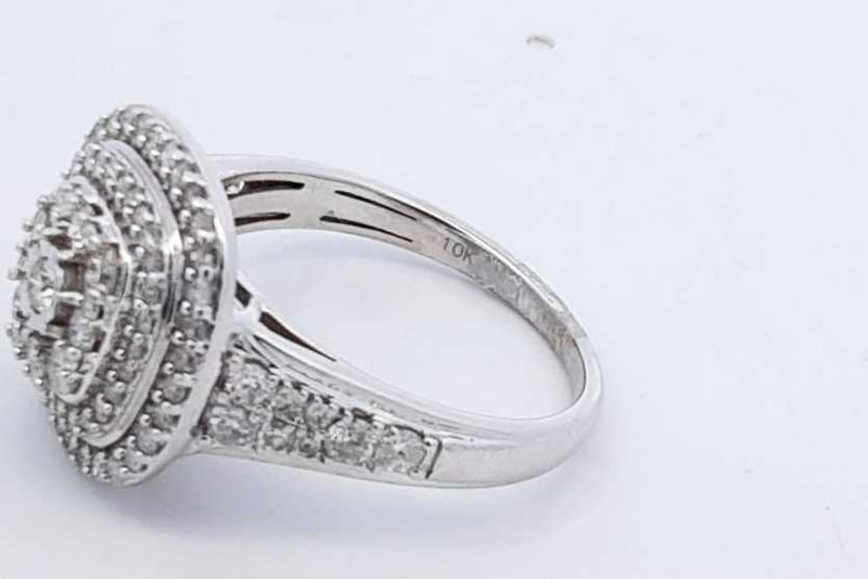 1.48ctw Diamond Ring In 10k White Gold 4.4 Grams Size 7 Eb1025oprdu
