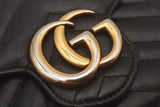 Gucci Black Chevron Quilted Matelasse Marmont Chain Wallet Eb0526orxsa