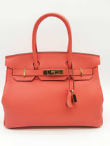 Hermes Birkin 30 Rouge Tomato Red Togo Gold Hardware Handbag Do0923lprxzde