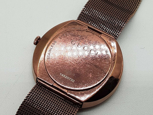 Gucci 36mm U- Play Gg Pink Bronze Brown Mesh Band Steel Quartz Watch Do1125lxzde