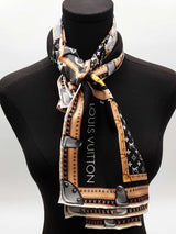 Louis Vuitton 100% Silk Monogram Trunk Let's Go Square Scarf Eb0426lxzsa