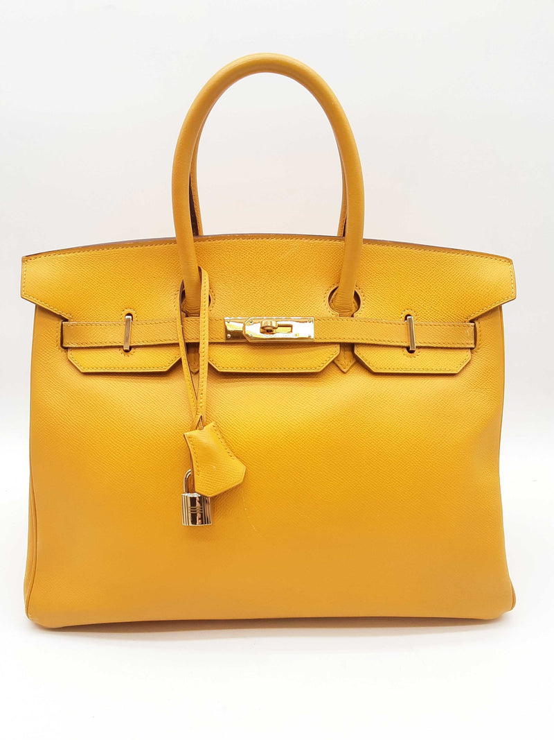 Hermes Birkin 35 Jaune Yellow Epsom Gold Hardware Handbag Do0723spxzde