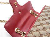Gucci Marmont Flap Bag In Matelassé Gg Canvas & Red Leather Fw0925rzxdu