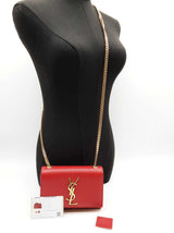 Yves Saint Laurent Ysl Kate Red Leather Chain Crossbody Bag Do0726pxzde