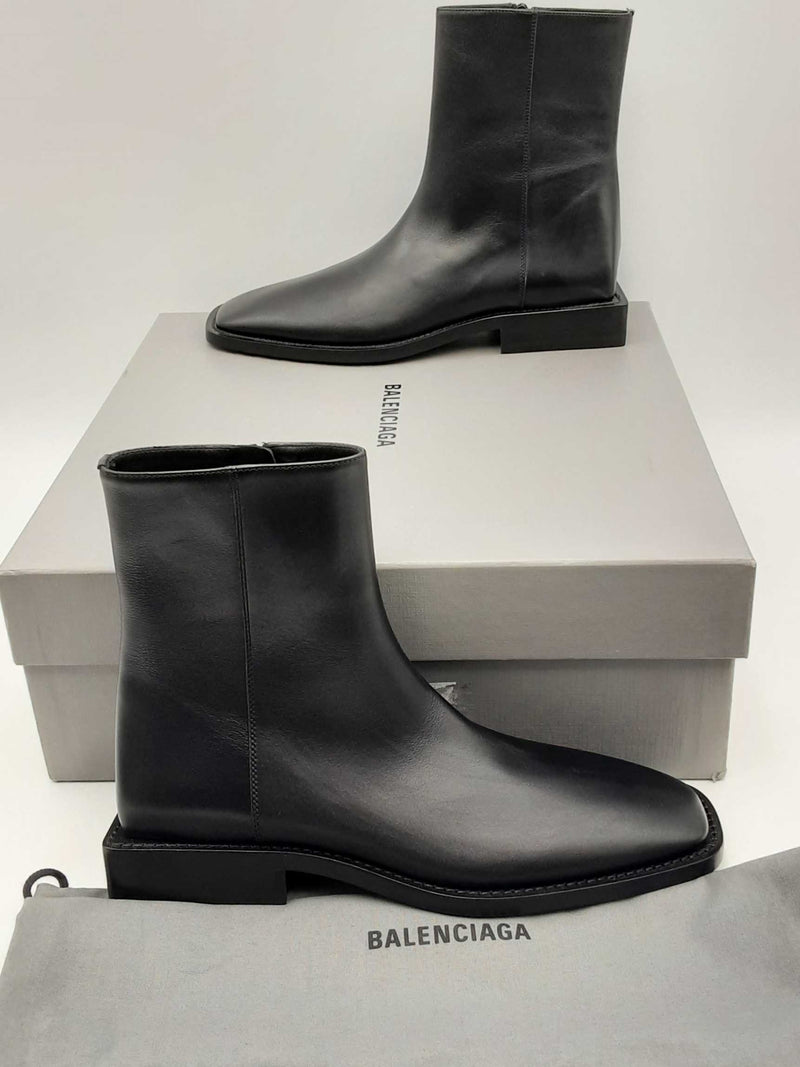 Balenciaga Square Bb Rim Black Leather Boots Size 39 Eb0423oxzsa