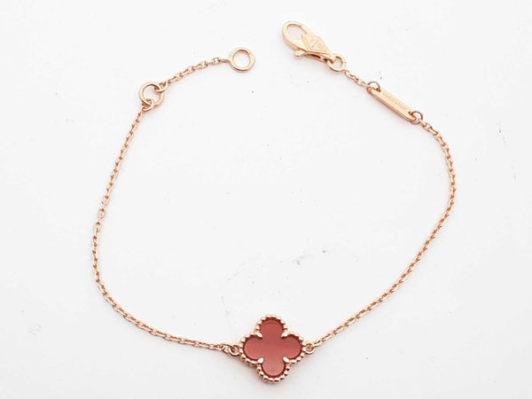 Van Cleef & Arpels 18k Yellow Gold 1.6g Alhambra Motif Bracelet Lh0925exzde