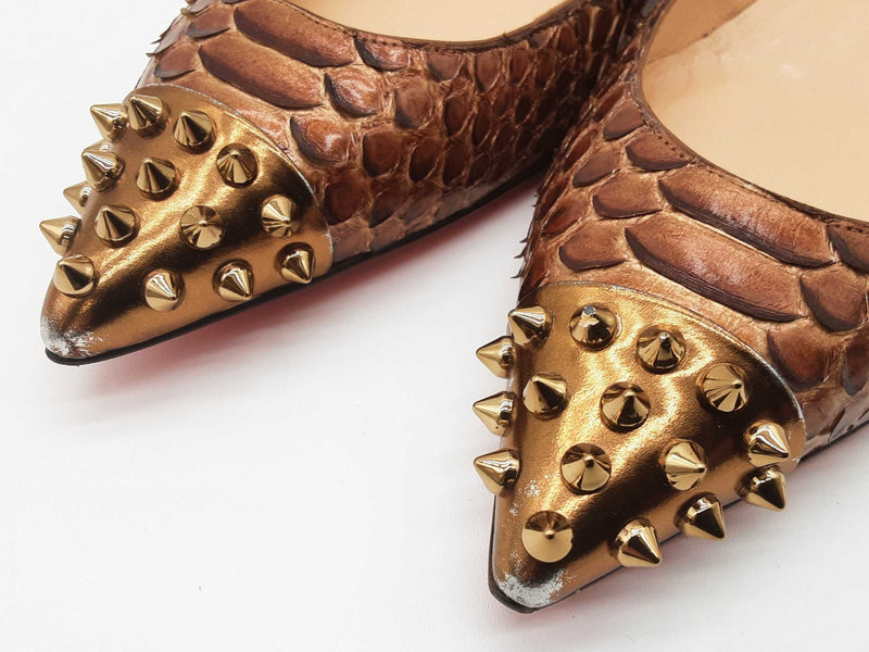 Christian Louboutin Brown Snakeskin Flats Size Eu 38.5 Do0525rxde