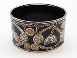 Hermes Black Tresors Retrouves Enamel Metal 125.0g Bangle Bracelet 8.25 In Do0525pxzde