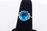 Blue Gemstone & Diamond Ring In 14k Yellow Gold 4 Grams Size 6.5 Eb0826sxsa