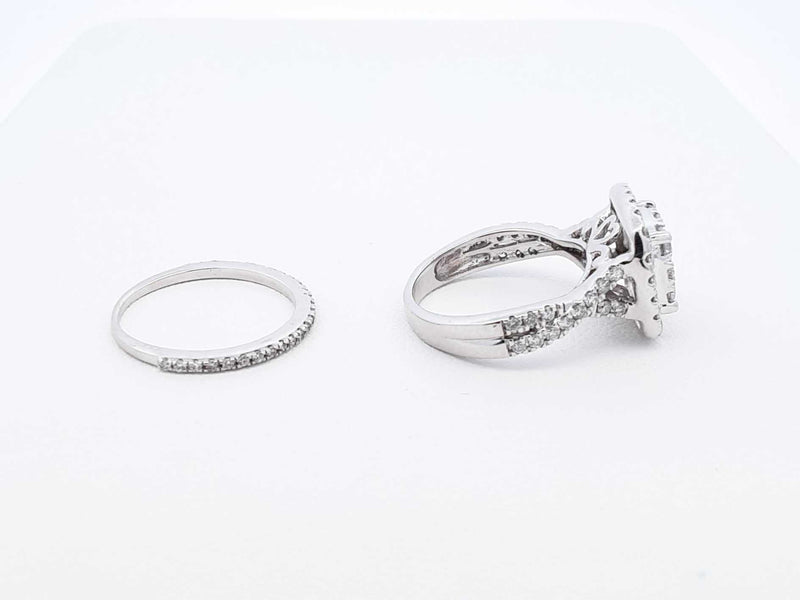 1.98 Cttw Diamond & 14k White Gold Bridal Set 6 Grams Size 5 Fw0125lzxdu