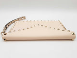 Valentino Garavani Rockstud Beige Creme Flat Pouch Wristlet Clutch Do1025oorde