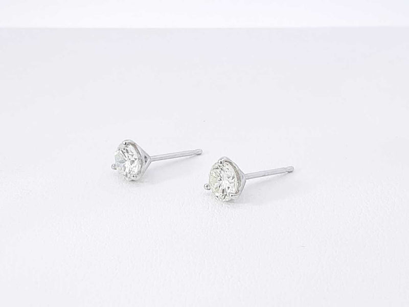 1.0 Ctw Diamond & 14k White Gold Solitaire Stud Earrings 0.7 Grams Fw0225crzdu