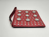 Versace Versus Lion Studded Red Leather Clutch Bag Do0624lxzde